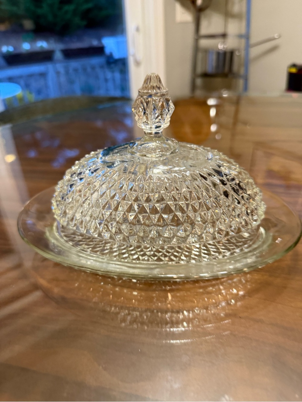 Clear Pressed Glass Butter Dish with Lid